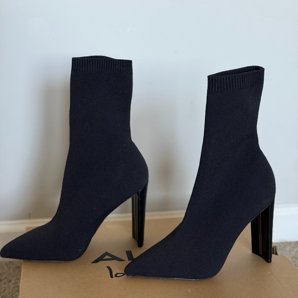 Aldo Black Ankle Sock Booties